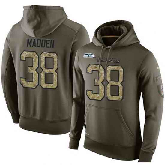 NFL Nike Seattle Seahawks 38 Tre Madden Green Salute To Service Mens Pullover Hoodie